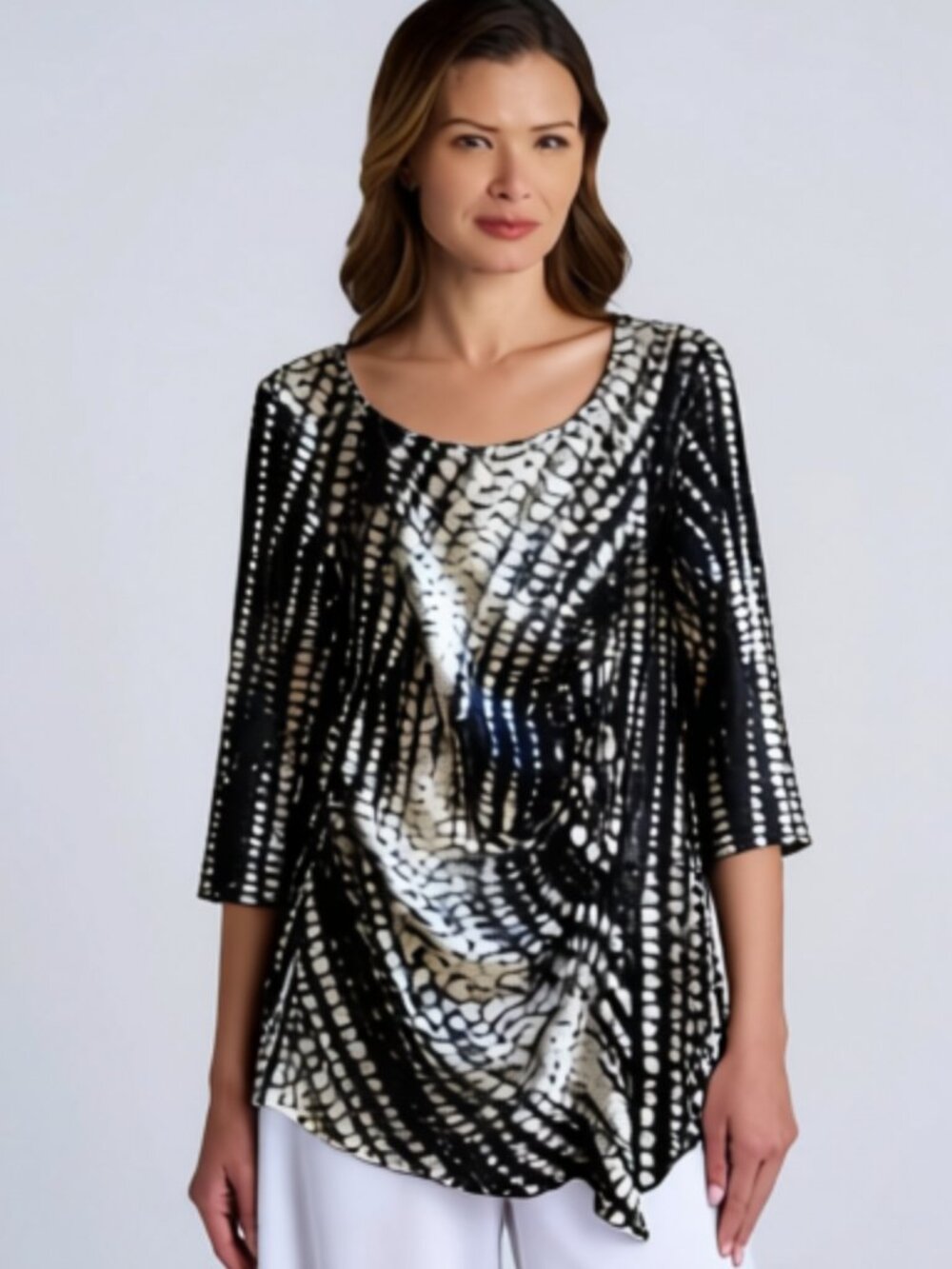 Nueva Women's Scoop Neck 3/4 Sleeves Top Blouse Size 8
